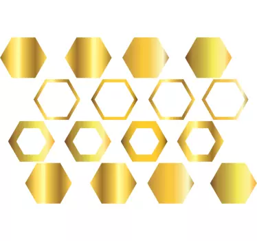 Autocolantes decorativos de figuras variadas hexagonos dourados - TenStickers