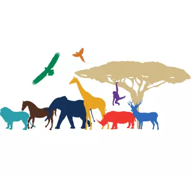 Autocolantes para quarto infantil safari de cores - TenStickers