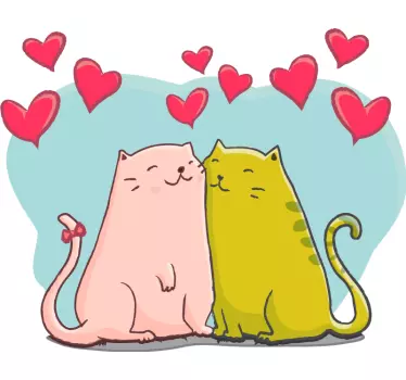 Autocolantes para quarto infantil gatos e corações - TenStickers