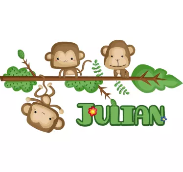 Autocolantes com animais selvagens Macacos com nome - TenStickers