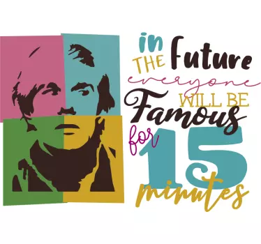Autocolantes de citações celebres Andy warhol fama - TenStickers