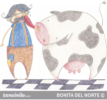 Autocolante de ilustrações fazendeiro e vaca feliz - TenStickers