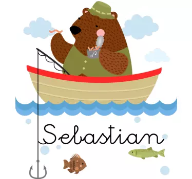 Autocolantes personalizáveis urso pescador - TenStickers