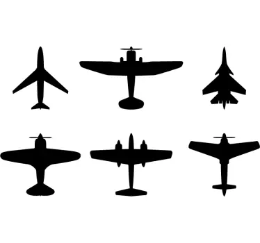 Autocolantes pequenos decorativos set de aviões silhueta - TenStickers