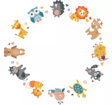 Autocolante decorativo infantil animais em círculo - TenStickers