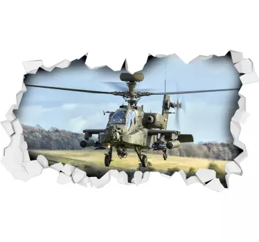 Autocolantes decorativos de efeitos visuais Helicóptero 3d - TenStickers