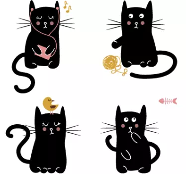 Autocolantes decorativos gatos pretos - TenStickers