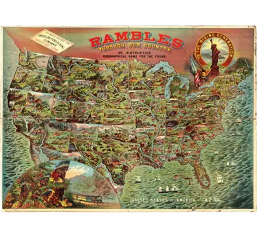 Autocolantes com cidades e países Mapa mundo Estados Unidos - TenStickers