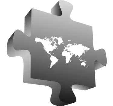 Autocolantes sala de reuniões mapa mundo peça de puzzle - TenStickers