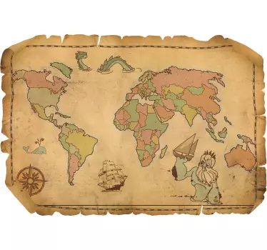 Autocolantes para sala de jantar Planisfério mundo antigo - TenStickers