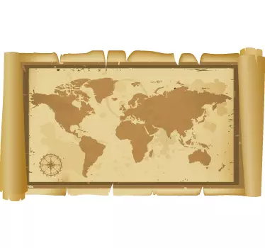 Autocolantes para quarto infantil Pergaminho mapa mundo - TenStickers