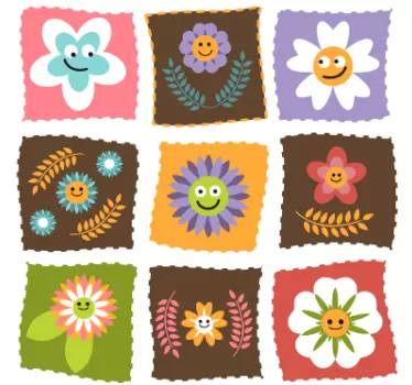 Caçoa o remendo floral autocolante quadrado - TenStickers