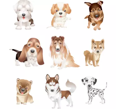 Coleção de adesivos de grupo de cachorrinhos - TenStickers