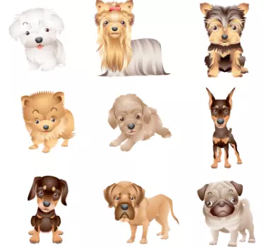 Coleção de autocolantes de adoráveis cachorrinhos - TenStickers