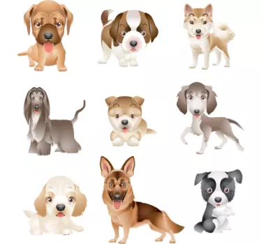 Coleção de autocolantes de animais cachorrinhos simpáticos - TenStickers