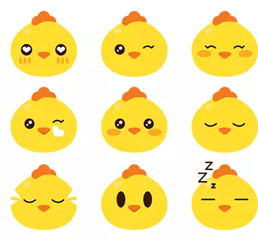 Conjunto de adesivos decorativos emojis pintainho - TenStickers
