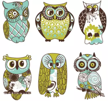 Crianças coruja vinil autocolante decorativo coleção - TenStickers