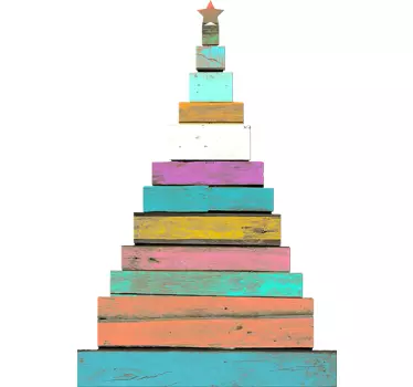 Efeito de madeira árvore de natal vinis decorativos de natal - TenStickers
