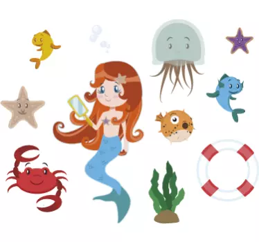 Marinheiro e objetos de vida marinha adesivos - TenStickers