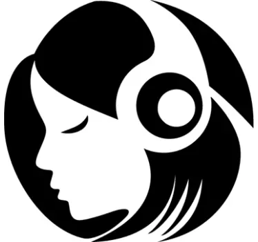 Menina fones de ouvido silhueta vinil autocolante decorativo - TenStickers