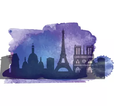 Mural de parede silhueta de Paris aguarela - TenStickers