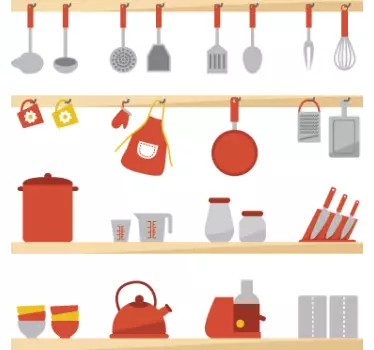 Mural de parede utensílios de cozinha - TenStickers