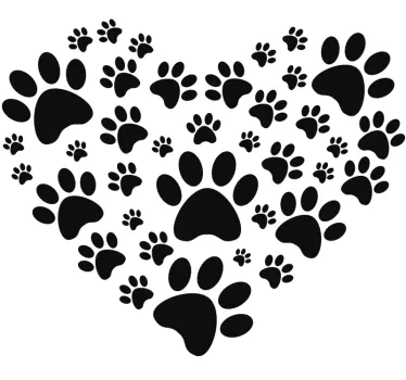 Pegadas de cão coração Vinil decorativo - TenStickers