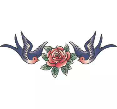 Rosa e andorinhas vinis decorativos - TenStickers