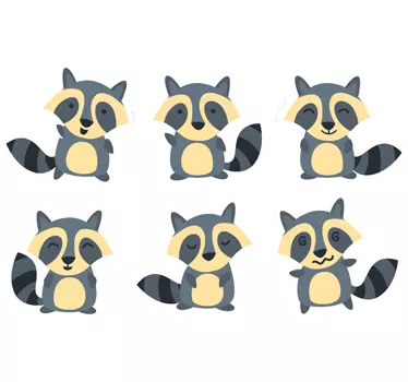 Sticker infantil desenhos de guaxinins - TenStickers