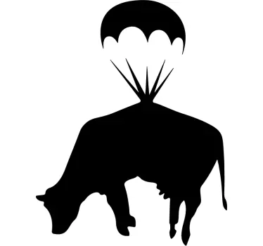 Vaca banksy com para-quedas - TenStickers