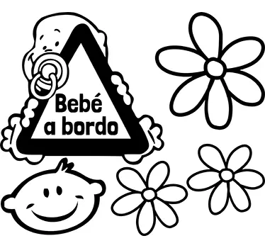 Vinil Autocolante Bebé a Bordo Flores - TenStickers