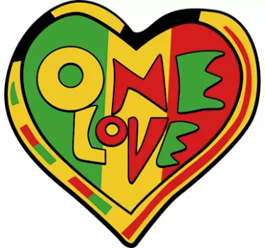vinil autocolante rasta coração one love - TenStickers
