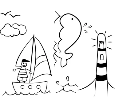 Autocolantes com desenhos Criança desenho praia - TenStickers