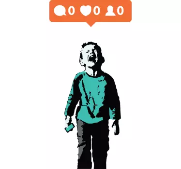 Vinil decorativo banksy menino no likes - TenStickers