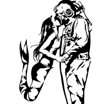Vinil decorativo Bansky beijo - TenStickers