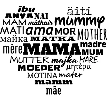 Vinil decorativo coração mãe idiomas - TenStickers