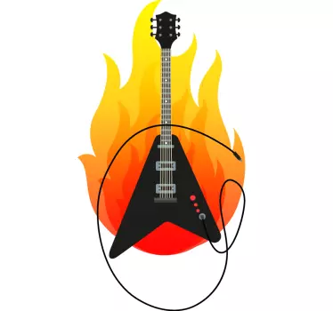 Vinil decorativo da guitarra Heavy Metal fogo - TenStickers
