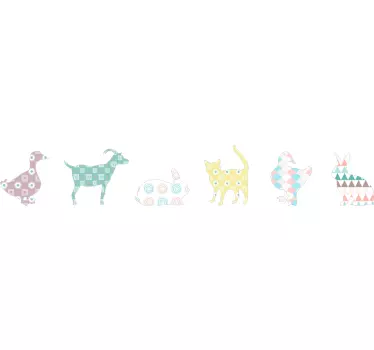 Autocolante decorativo texturas geométricas animais pastel - TenStickers