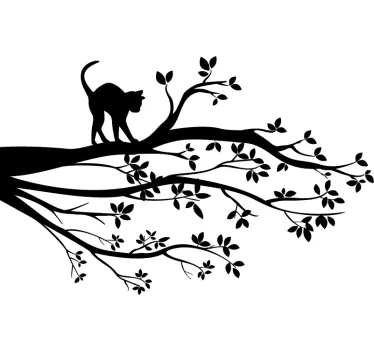 Vinil decorativo de animais gato na árvore - TenStickers
