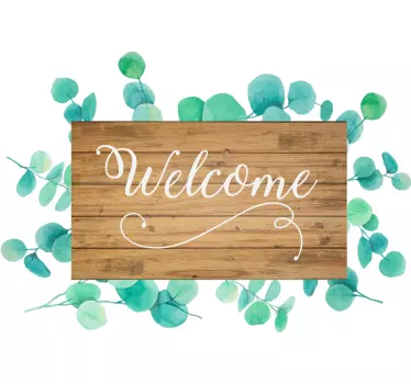 Vinil decorativo de texto folhas de eucalipto Welcome - TenStickers