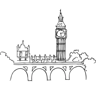 Vinil decorativo ilustração Big Ben, Londres - TenStickers