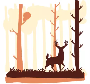 Vinil decorativo ilustração bosque e veado - TenStickers