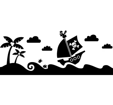 Vinil decorativo infantil barco pirata - TenStickers