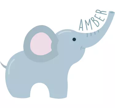 Vinil decorativo infantil Elefante com nome na tromba - TenStickers