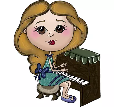 Vinil decorativo infantil ilustração pianista - TenStickers