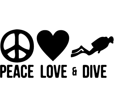 Vinil decorativo Peace Love Dive - TenStickers