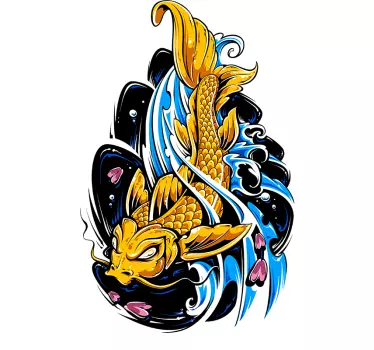 Autocolante decorativo com peixes Peixe koi dourado - TenStickers