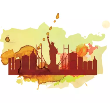 Vinil decorativo silhueta New York aguarela - TenStickers