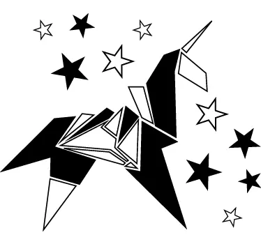 Vinil geométrico unicórnio e estrelas - TenStickers