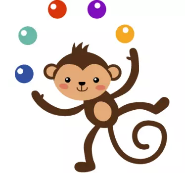 Vinil infantil decorativo macaco malabarista - TenStickers